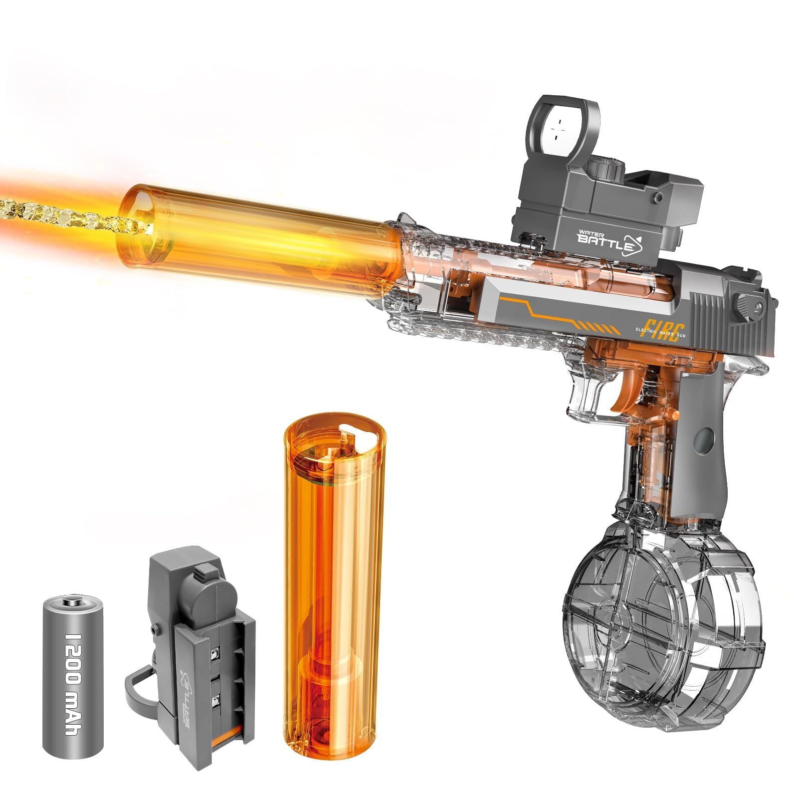 Black And Blue Desert Eagle Linkage Electric Water Gun With Flame Backlight Effect, Suitable For Summer Water Activities, Super Fun